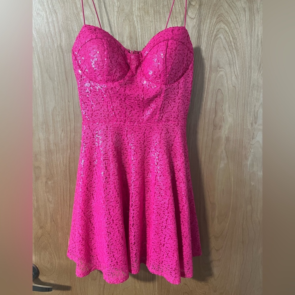 B Darlin Pink Sequin Short Dress